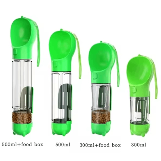 Portable dog water bottle and food dispenser