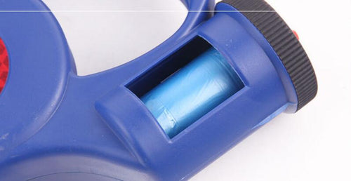 LED Retractable Dog Leash with Waste Bag Dispenser