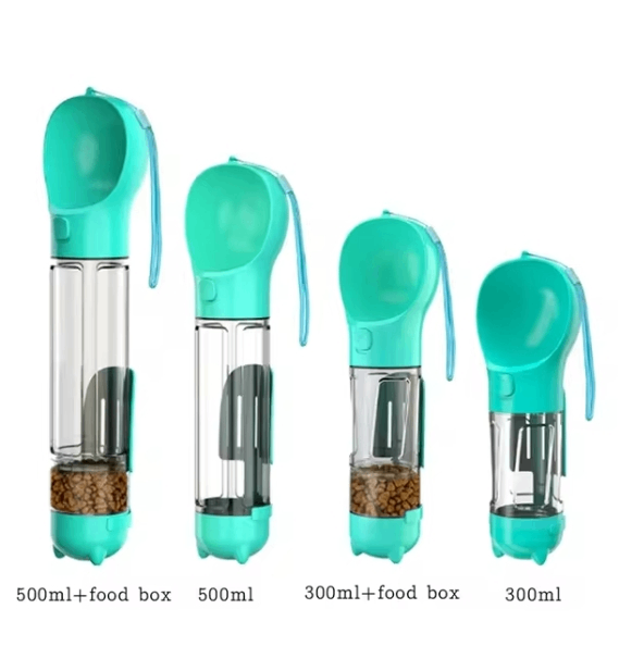 Portable dog water bottle and food dispenser