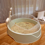 Large semi-enclosed cat litter box with scoop