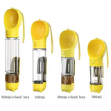 Portable dog water bottle and food dispenser
